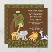 Invitation animale de fête d'anniversaire d'enfant (Devant / Derrière)