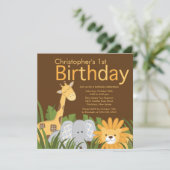 Invitation animale de fête d'anniversaire d'enfant (Debout devant)