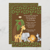 Invitation animale de fête d'anniversaire d'enfant (Devant / Derrière)