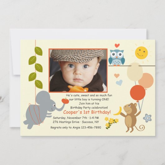 Invitation animale de photo d'amis (Devant)