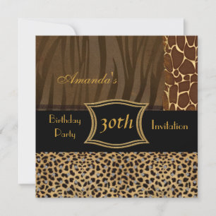 Invitation Animale Léopard 30e Fête d'Anniversaire