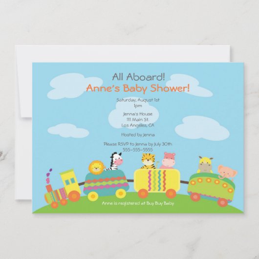 Invitation animale mignonne de baby shower de (Devant)