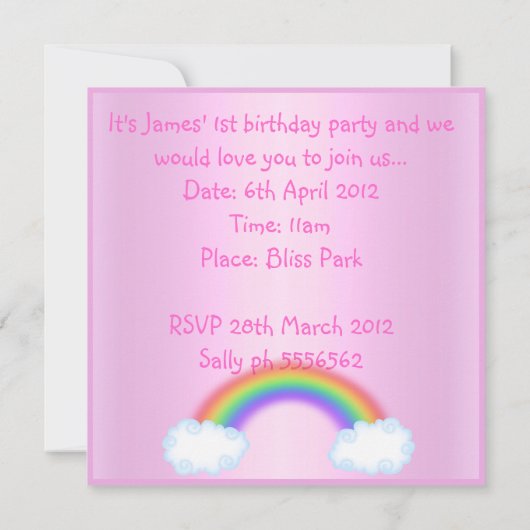 Invitation animale Noahs ark PINK 2 (Dos)