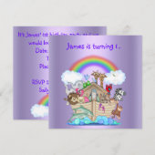 Invitation animale Noahs ark PURPLE 2 (Devant / Derrière)