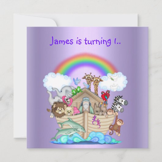Invitation animale Noahs ark PURPLE 2 (Devant)