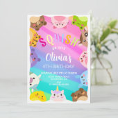 Invitation Animals Squish Girl Birthday party (Debout devant)