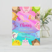 Invitation Animals Squish Girl Birthday party (Debout devant)