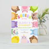 Invitation Animals Squish On Over rainbow  Birthday party (Debout devant)