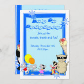 Invitation Animation pour enfants amusants fête d'anniversair (Devant / Derrière)