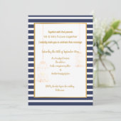 INVITATION ANIMATION RUSTIQUE BLANCHE MARINE GOLD STRIPE 2 MA (Debout devant)
