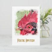 INVITATION ANIMAUX AGRICOLES, ROOSTER (Debout devant)