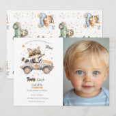 Invitation Animaux amusants Voitures de course 2e anniversair (Devant / Derrière)