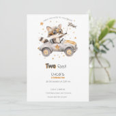 Invitation Animaux amusants Voitures de course 2e anniversair (Debout devant)