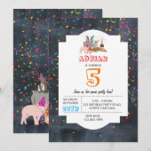 Invitation Animaux - Animaux Fête Anniversaire Garçon Fille (Devant / Derrière)