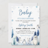Invitation Animaux arctiques Baby shower d'hiver bleu Invitat (Devant)