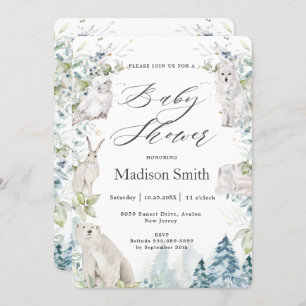 Invitation Animaux arctiques Hiver Baby shower alpin Neutre