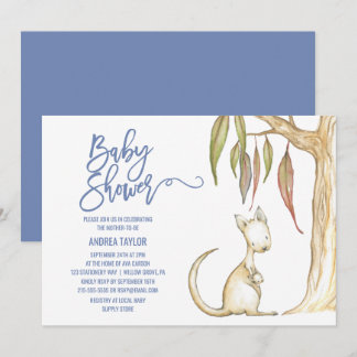 Invitation Animaux australiens | Baby shower Kangaroo & Joey