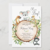Invitation Animaux australiens Koala Baby shower Neutre Garço (Devant)