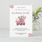Invitation Animaux australiens Koala Pink ANNIVERSAIRE (Debout devant)