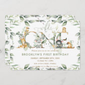 Invitation Animaux australiens Végétation 1er Anniversaire Sa (Devant / Derrière)