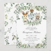 Invitation Animaux australiens Végétation Baby shower neutre (Devant / Derrière)