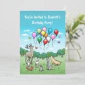 Invitation Animaux avec Ballons (Debout devant)