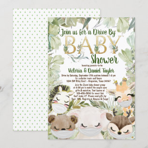 Invitation Animaux Avec Masque Sexe Baby shower Convid Neutre