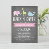 Invitation Animaux baby showers | Baby shower (Debout devant)