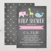 Invitation Animaux baby showers | Baby shower (Devant / Derrière)