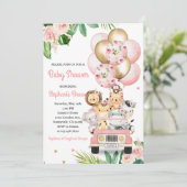 Invitation Animaux Ballons pour Baby Shower (Debout devant)