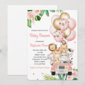 Invitation Animaux Ballons pour Baby Shower (Devant / Derrière)