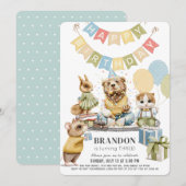 Invitation Animaux bien habillés Porter Garçon Anniversaire (Devant / Derrière)