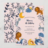 Invitation Animaux bohèmes célestes anniversaire (Devant / Derrière)