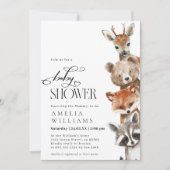 Invitation Animaux boisés Baby shower moderne neutre (Devant)