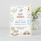 Invitation Animaux boisés modernes Baby shower Boy Inv. (Debout devant)