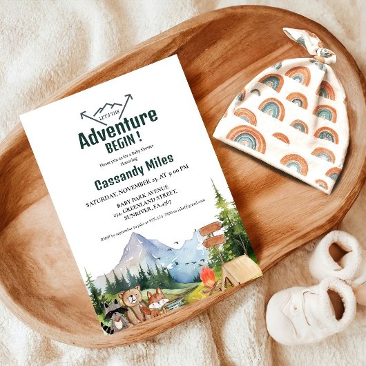 Invitation Animaux boisés rustiques Baby shower d'aventure In