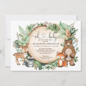 Invitation Animaux boisés rustiques Baby shower ours renard c (Devant)