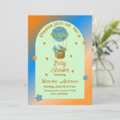 Invitation Animaux Chaud Air Balloon Panier Baby shower garço (Debout devant)