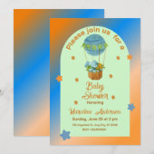Invitation Animaux Chaud Air Balloon Panier Baby shower garço (Devant / Derrière)