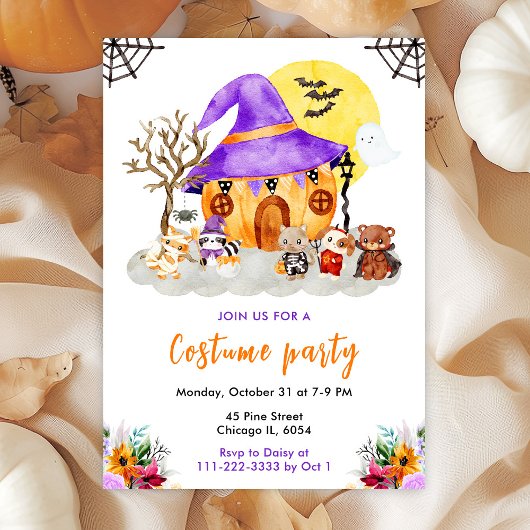Invitation Animaux Costume Halloween Party