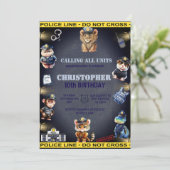 Invitation Animaux dans la police Anniversaire uniforme (Debout devant)