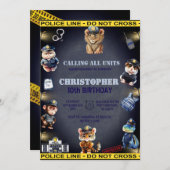 Invitation Animaux dans la police Anniversaire uniforme (Devant / Derrière)