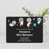 Invitation Animaux d'astronaute mignons flottant dans l'espac (Debout devant)