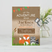 Invitation Animaux d'aventure Woodland | Anniversaire (Debout devant)