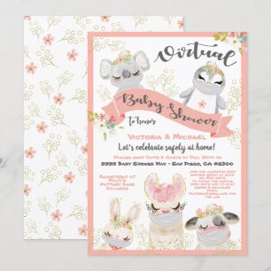 Invitation Animaux de Baby shower virtuel avec masques