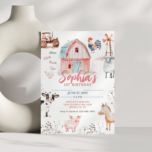 Invitation Animaux de Barnyard agricole Anniversaire de enfan