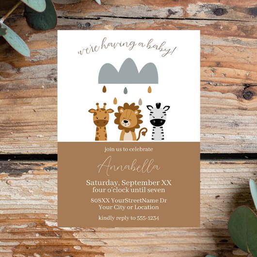Invitation Animaux de bébé boho Safari mignons