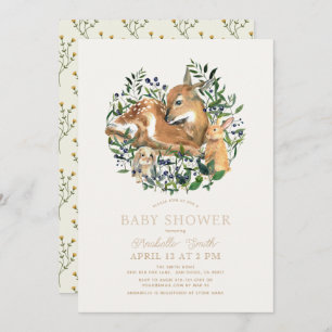 Invitation Animaux de bois Baby shower de végétation de lapin