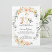 Invitation Animaux de bois Baby shower floral jaune par courr (Debout devant)