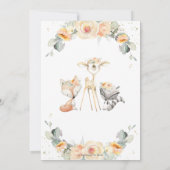 Invitation Animaux de bois Baby shower floral jaune par courr (Dos)